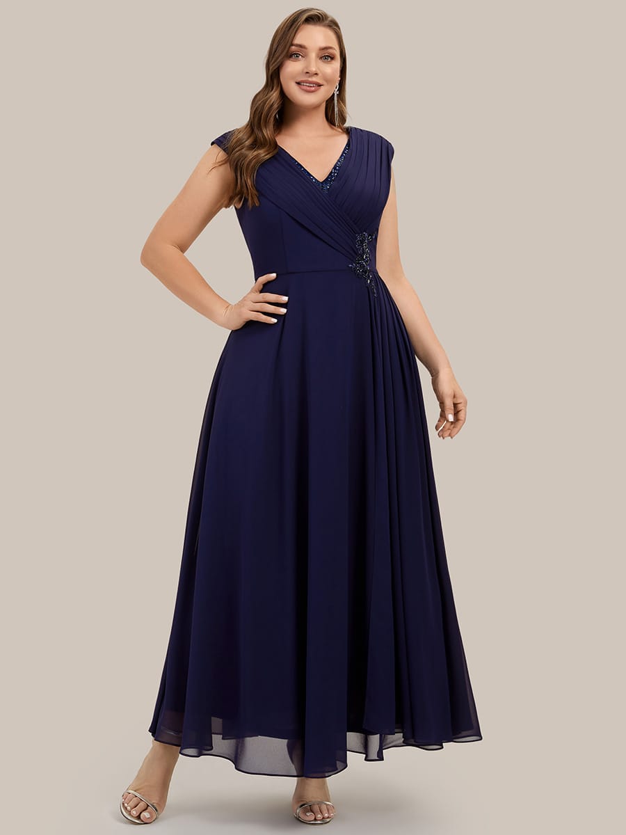 Floral Applique Chiffon A Line Maxi Dress