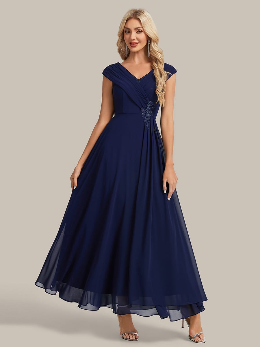 Floral Applique Chiffon A Line Maxi Dress
