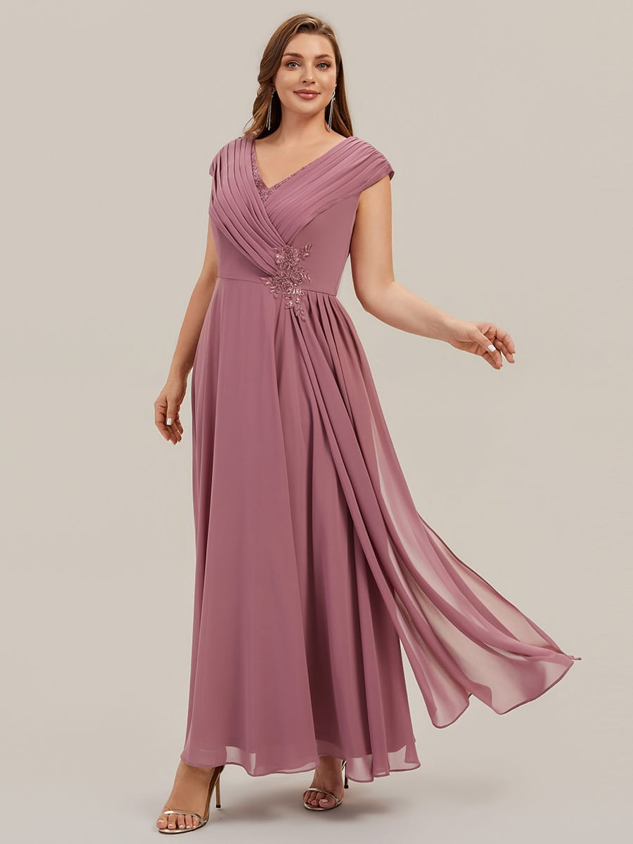 Floral Applique Chiffon A Line Maxi Dress