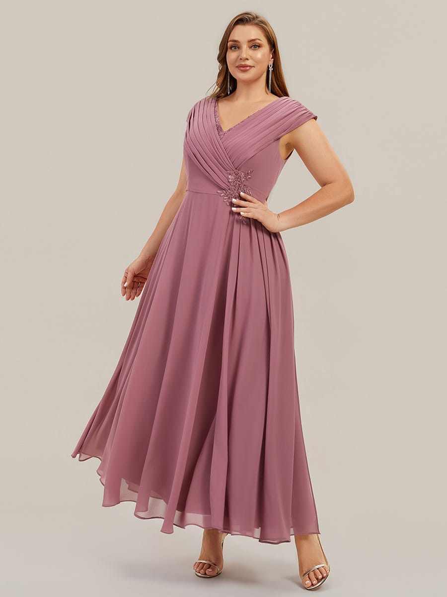 Floral Applique Chiffon A Line Maxi Dress