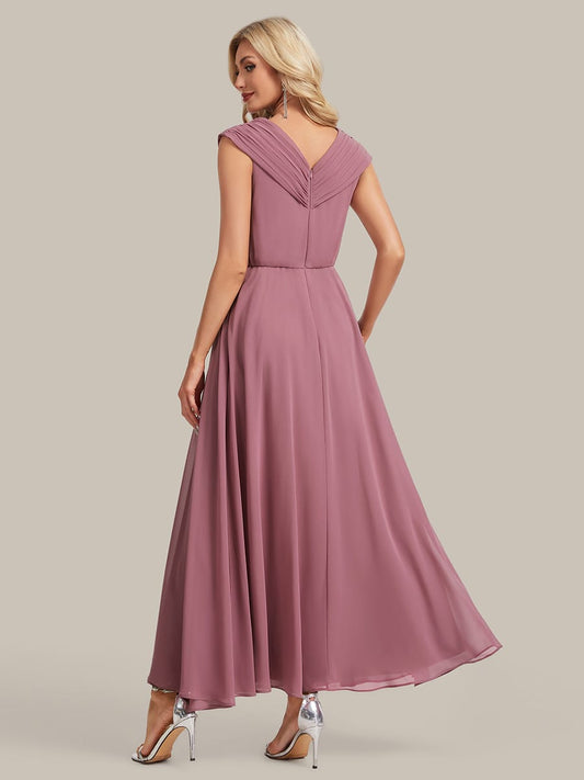 Floral Applique Chiffon A Line Maxi Dress