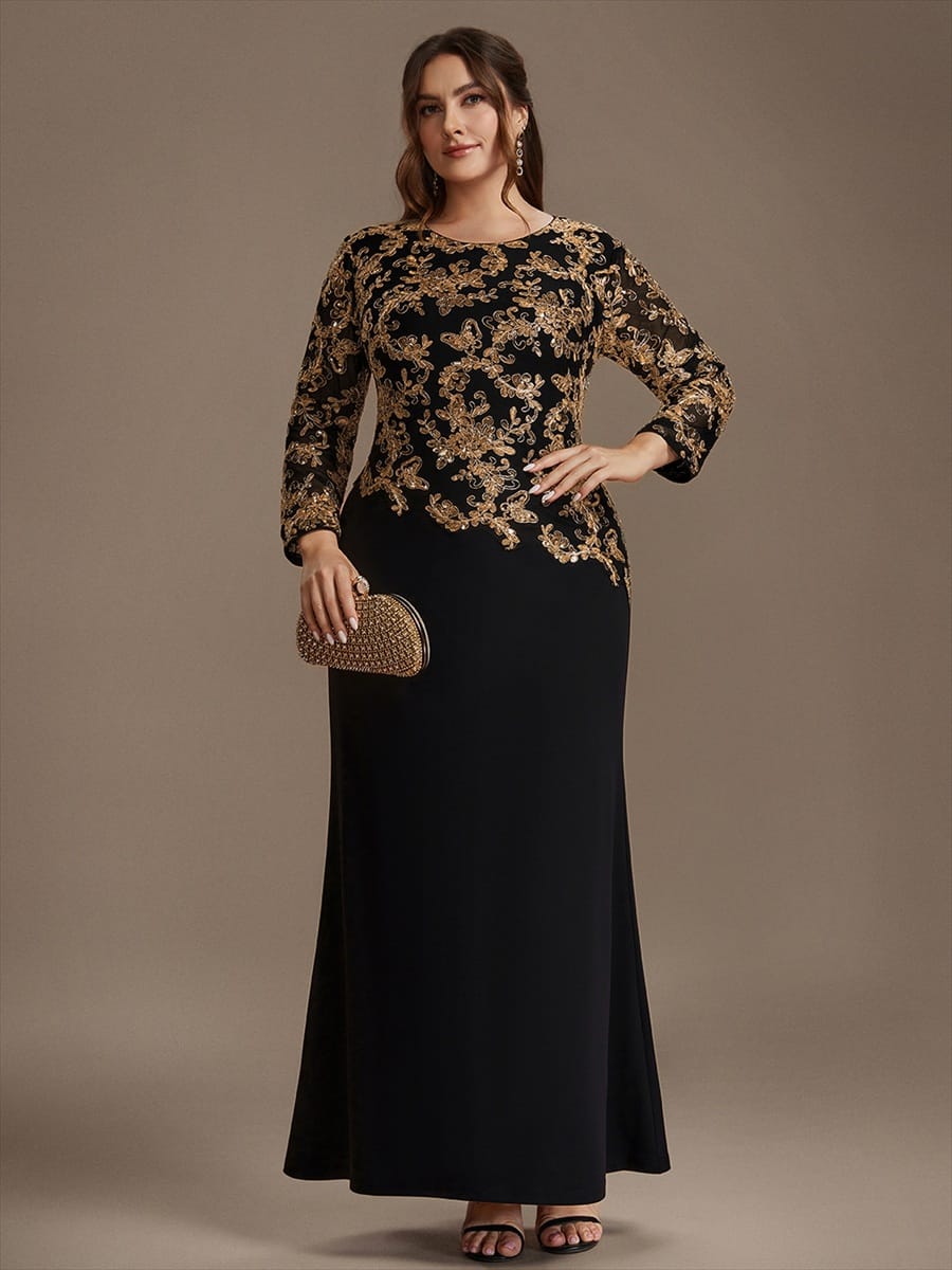 Embellished Sequin Mother of the Bride Maxi Dress