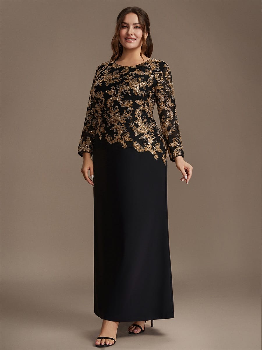 Embellished Sequin Mother of the Bride Maxi Dress