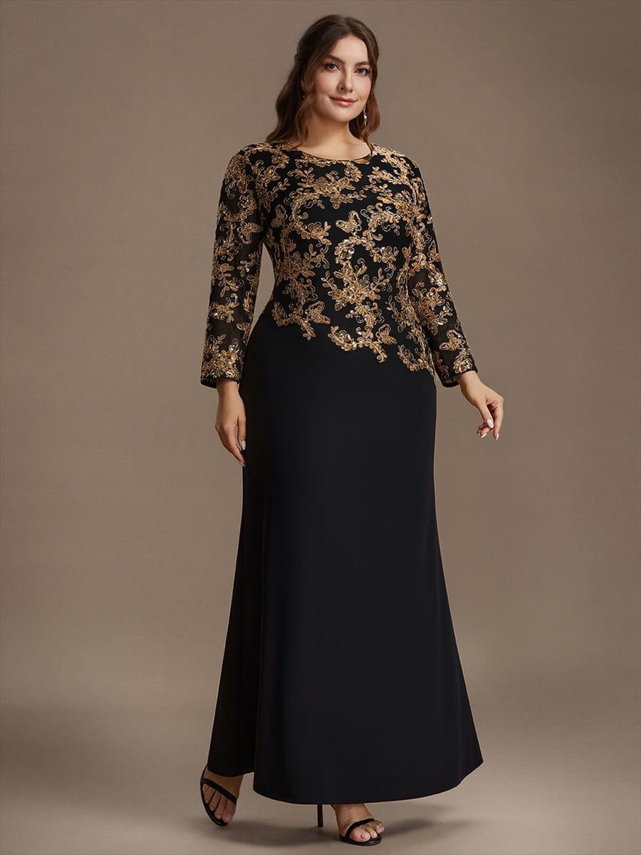 Embellished Sequin Mother of the Bride Maxi Dress