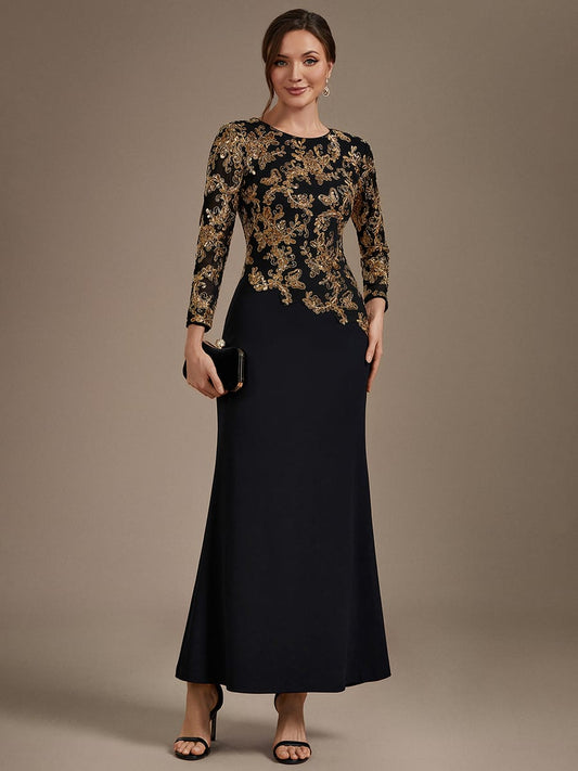 Embellished Sequin Mother of the Bride Maxi Dress
