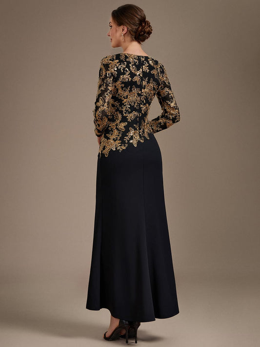 Embellished Sequin Mother of the Bride Maxi Dress