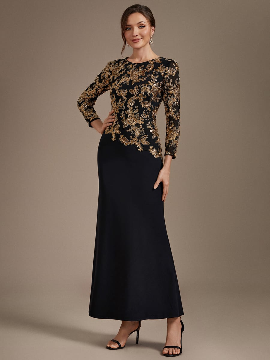 Embellished Sequin Mother of the Bride Maxi Dress