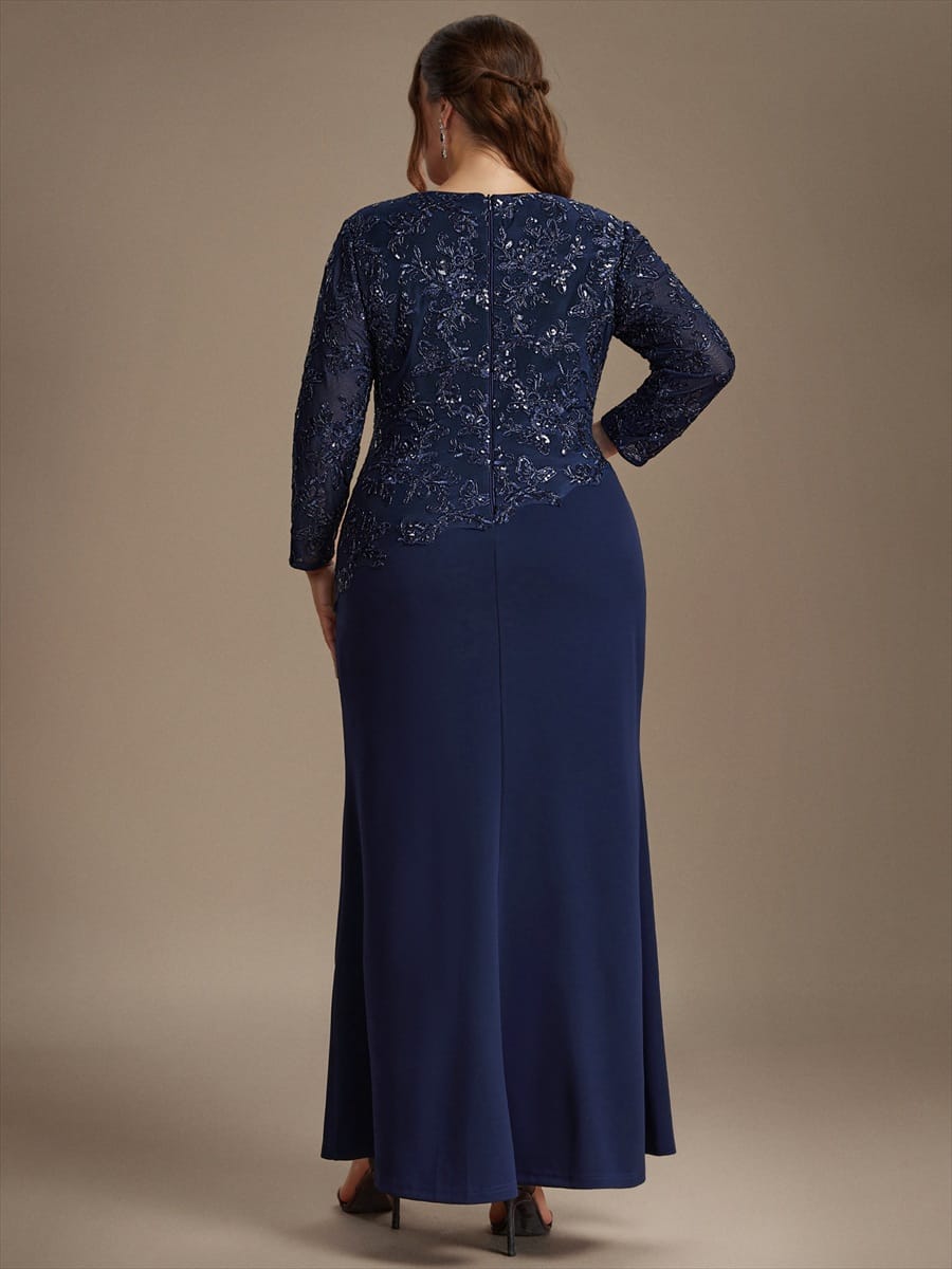 Embellished Sequin Mother of the Bride Maxi Dress