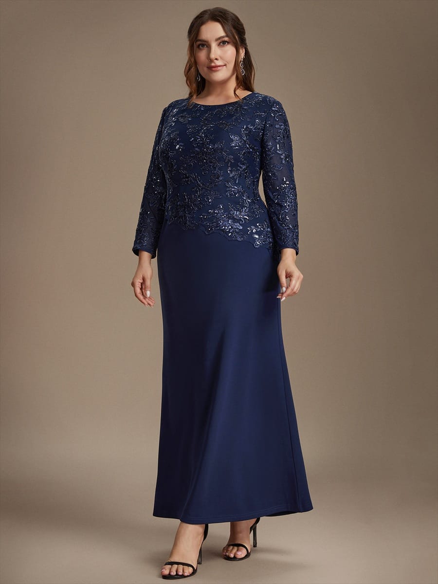 Embellished Sequin Mother of the Bride Maxi Dress
