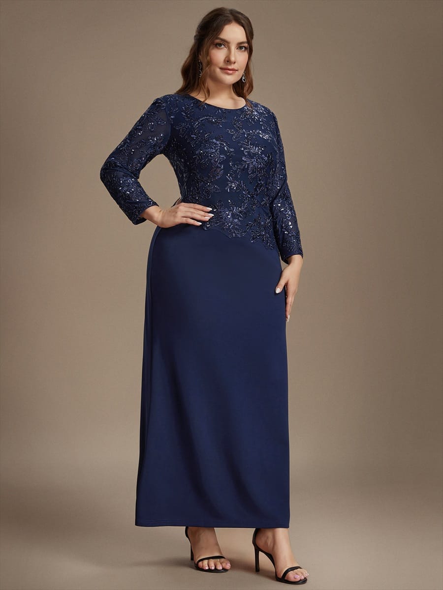 Embellished Sequin Mother of the Bride Maxi Dress
