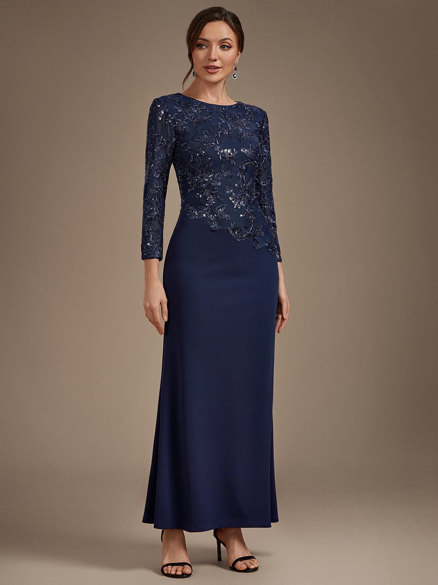 Embellished Sequin Mother of the Bride Maxi Dress