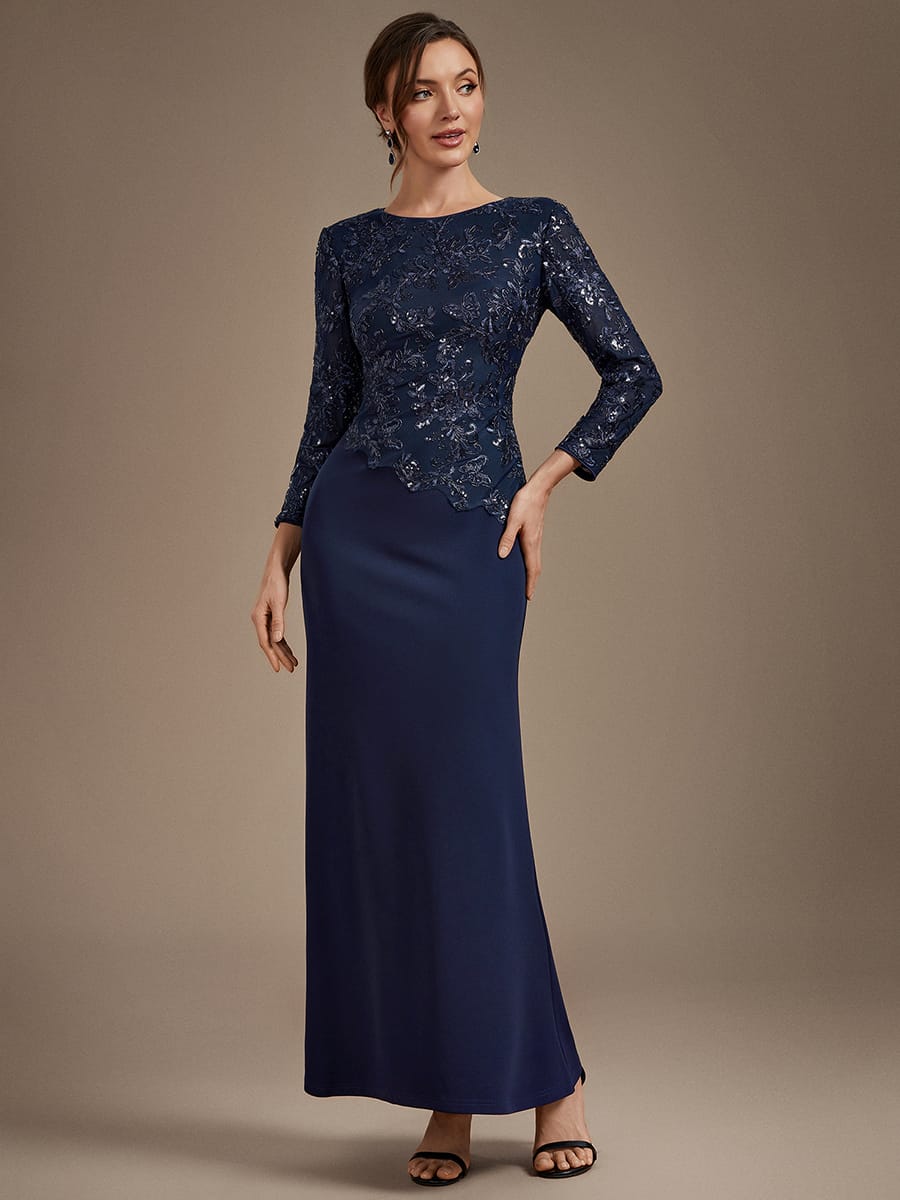 Embellished Sequin Mother of the Bride Maxi Dress