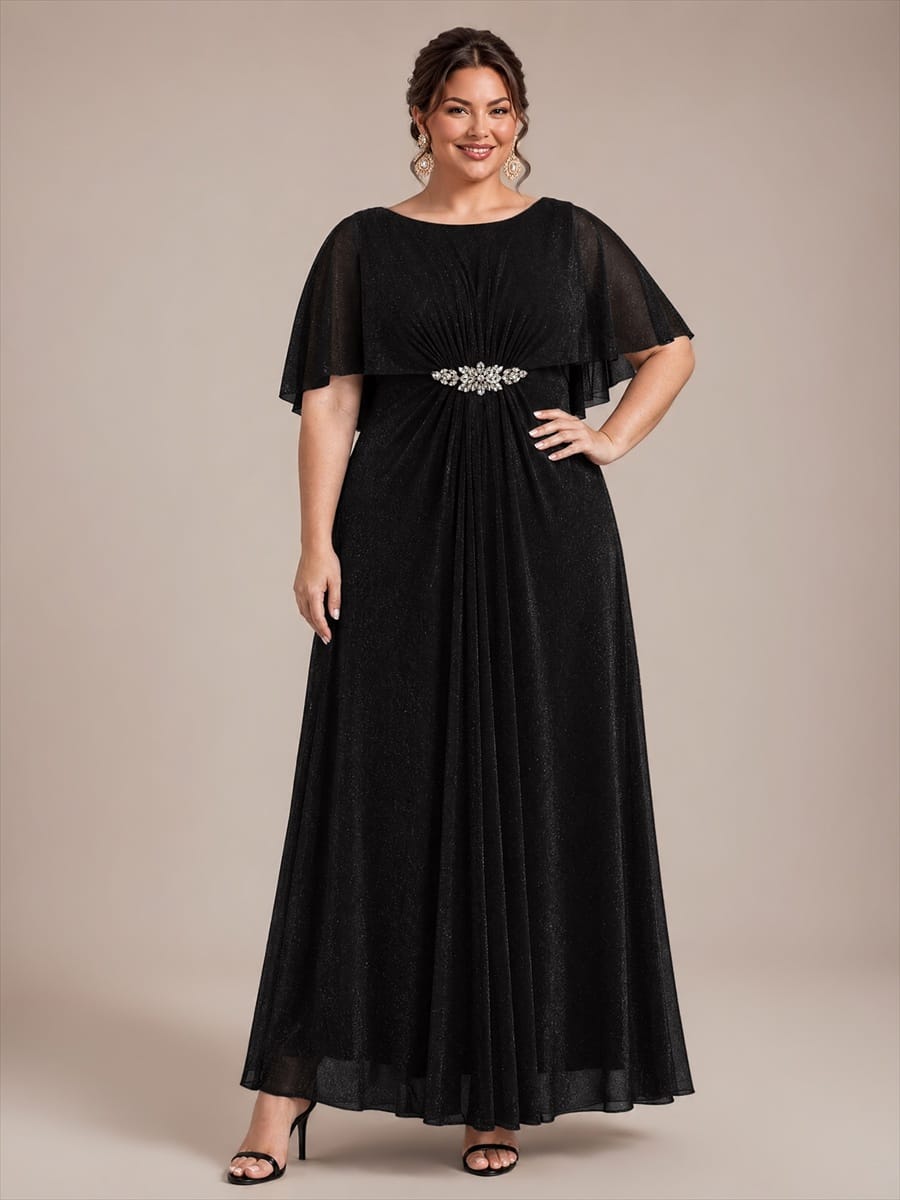 Embellished Lurex Mesh Mother of the Bride Dress
