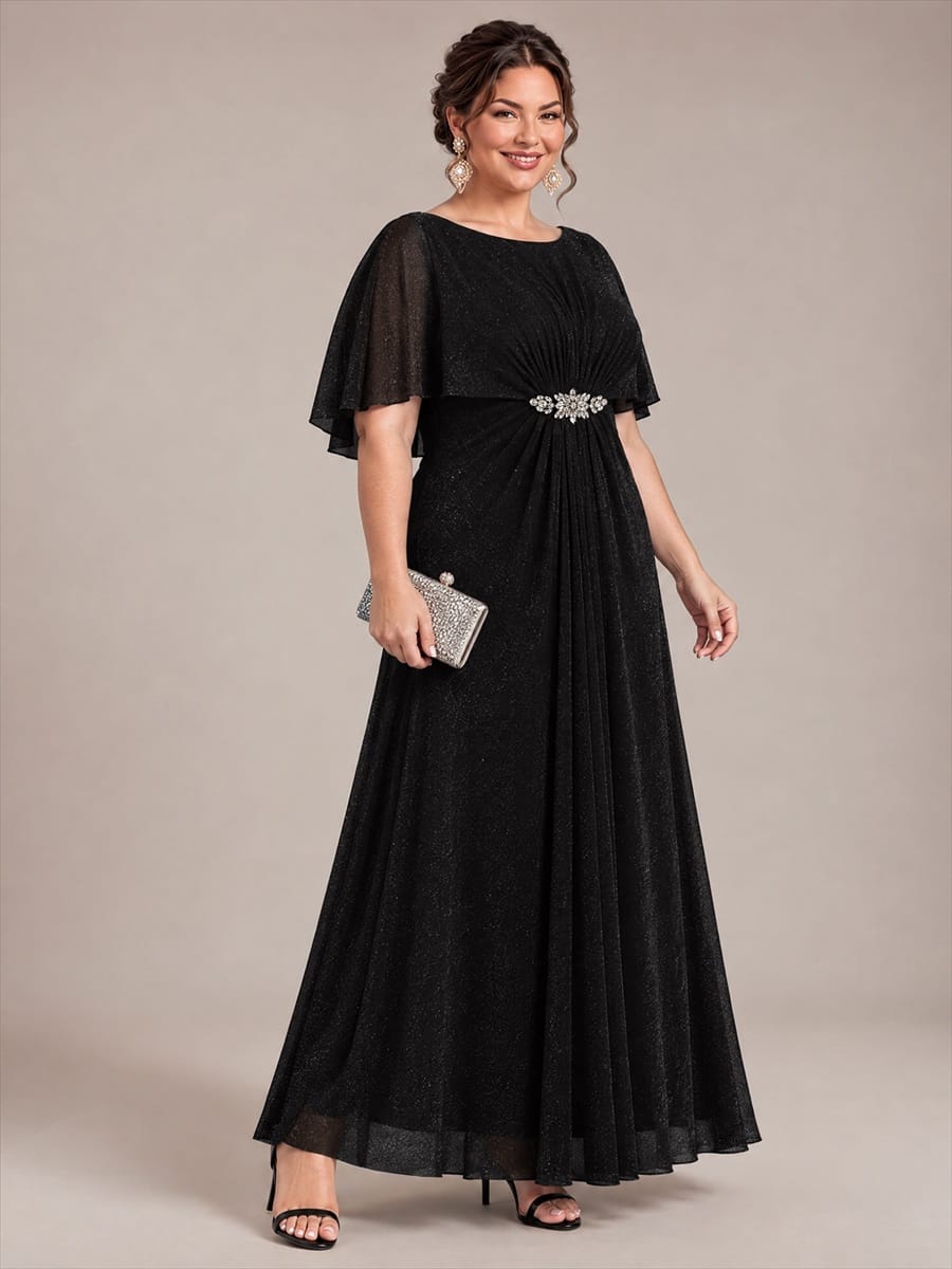 Embellished Lurex Mesh Mother of the Bride Dress
