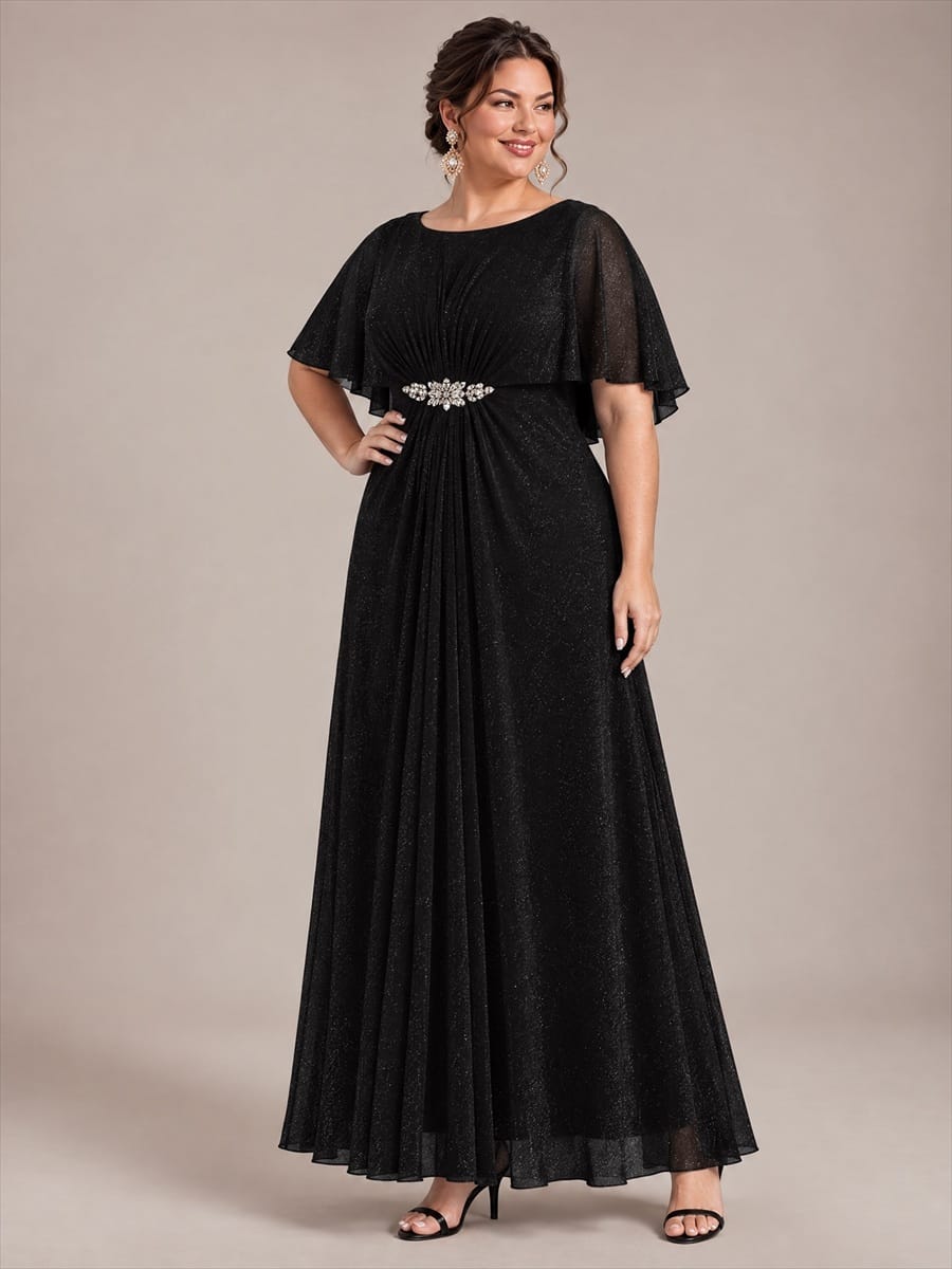 Embellished Lurex Mesh Mother of the Bride Dress