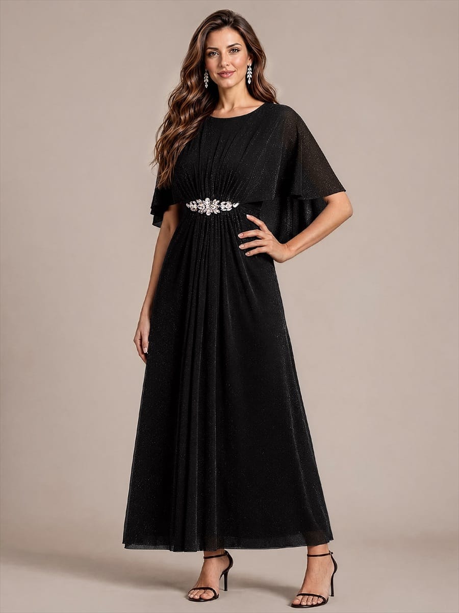Embellished Lurex Mesh Mother of the Bride Dress