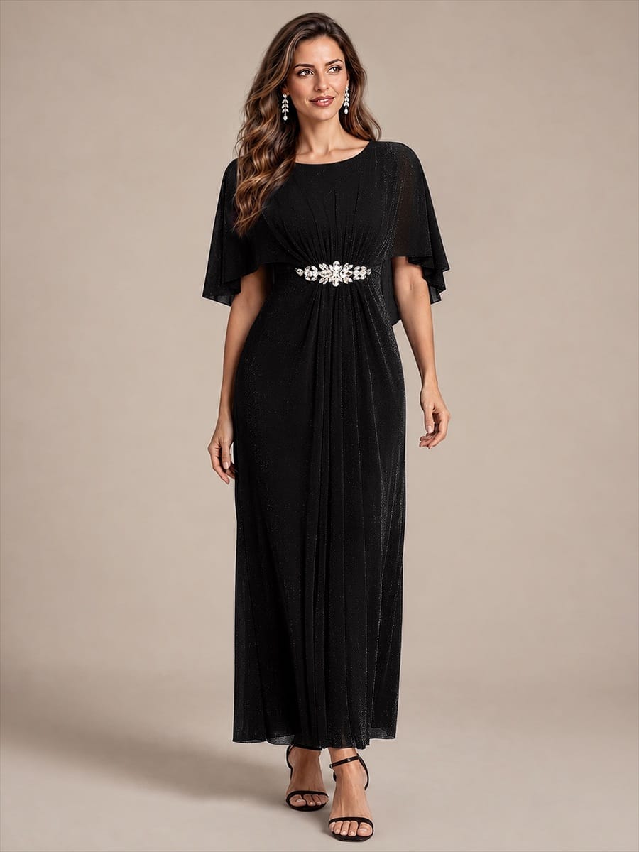 Embellished Lurex Mesh Mother of the Bride Dress