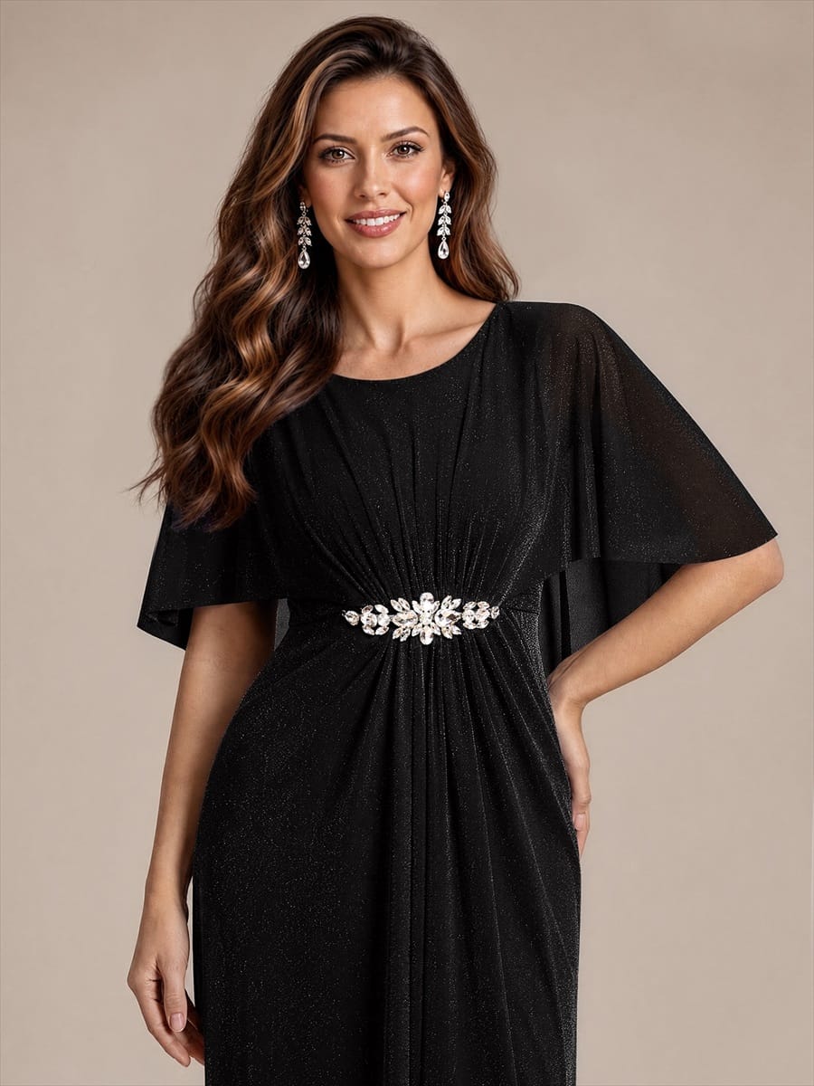 Embellished Lurex Mesh Mother of the Bride Dress