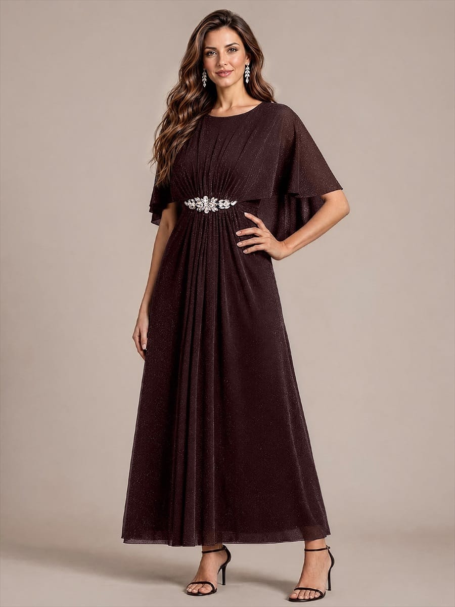 Embellished Lurex Mesh Mother of the Bride Dress
