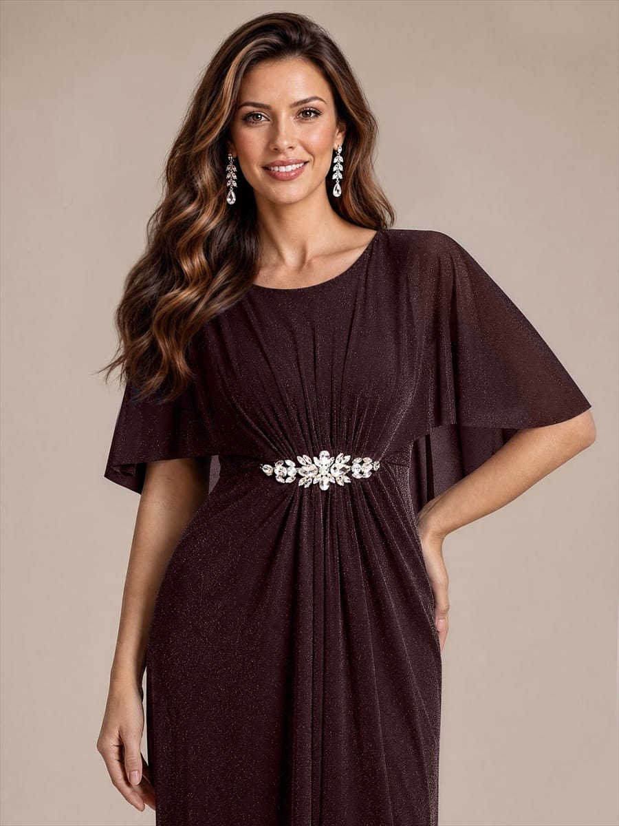Embellished Lurex Mesh Mother of the Bride Dress