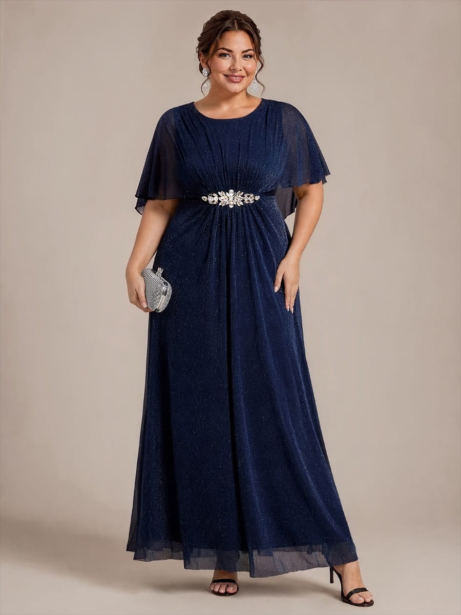 Embellished Lurex Mesh Mother of the Bride Dress