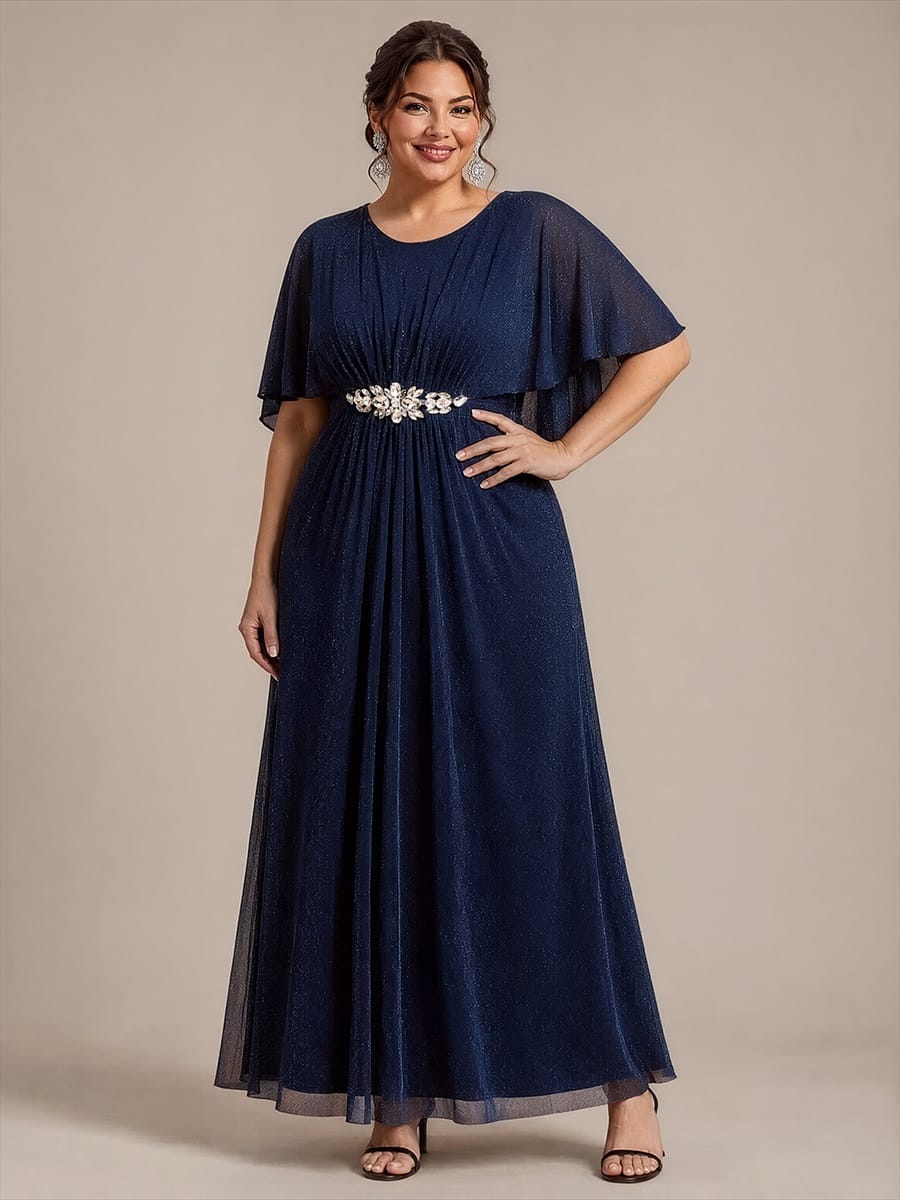 Embellished Lurex Mesh Mother of the Bride Dress