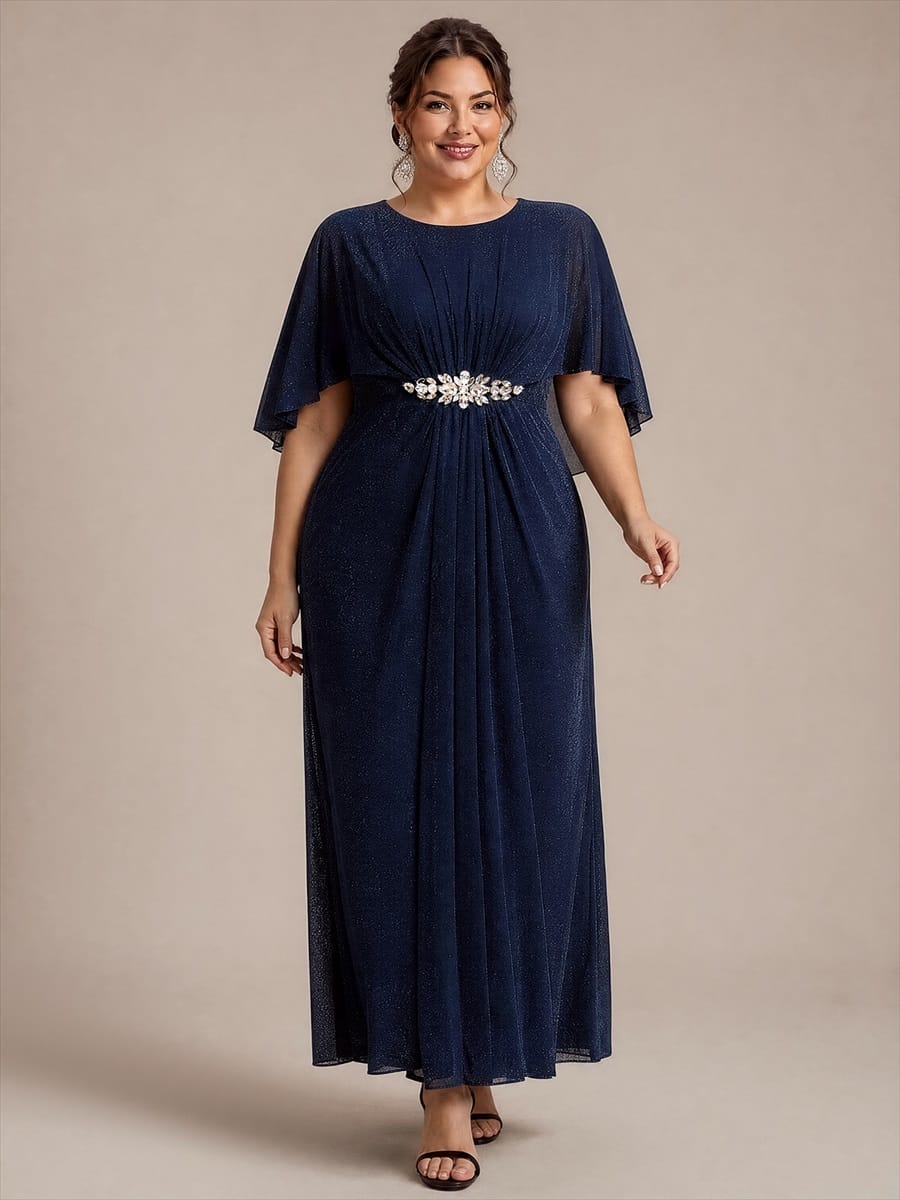 Embellished Lurex Mesh Mother of the Bride Dress