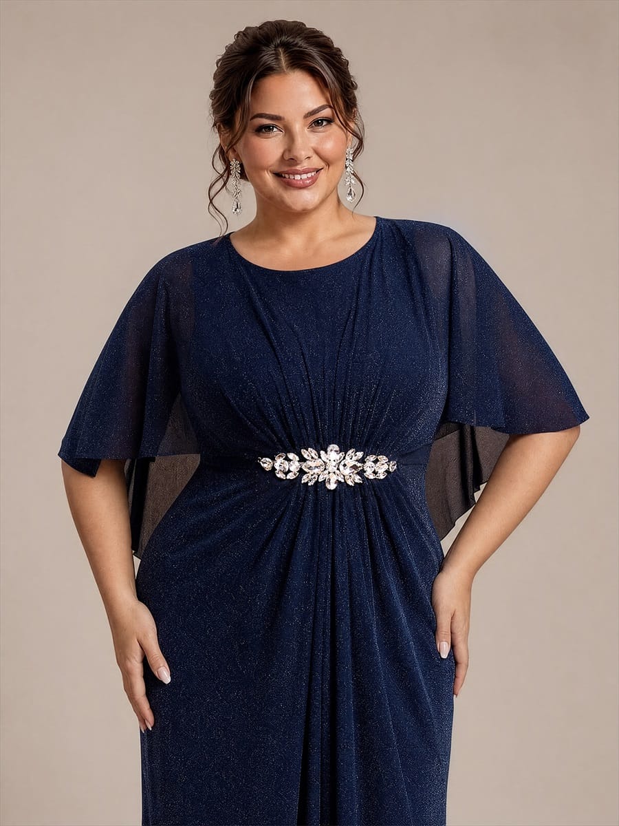 Embellished Lurex Mesh Mother of the Bride Dress