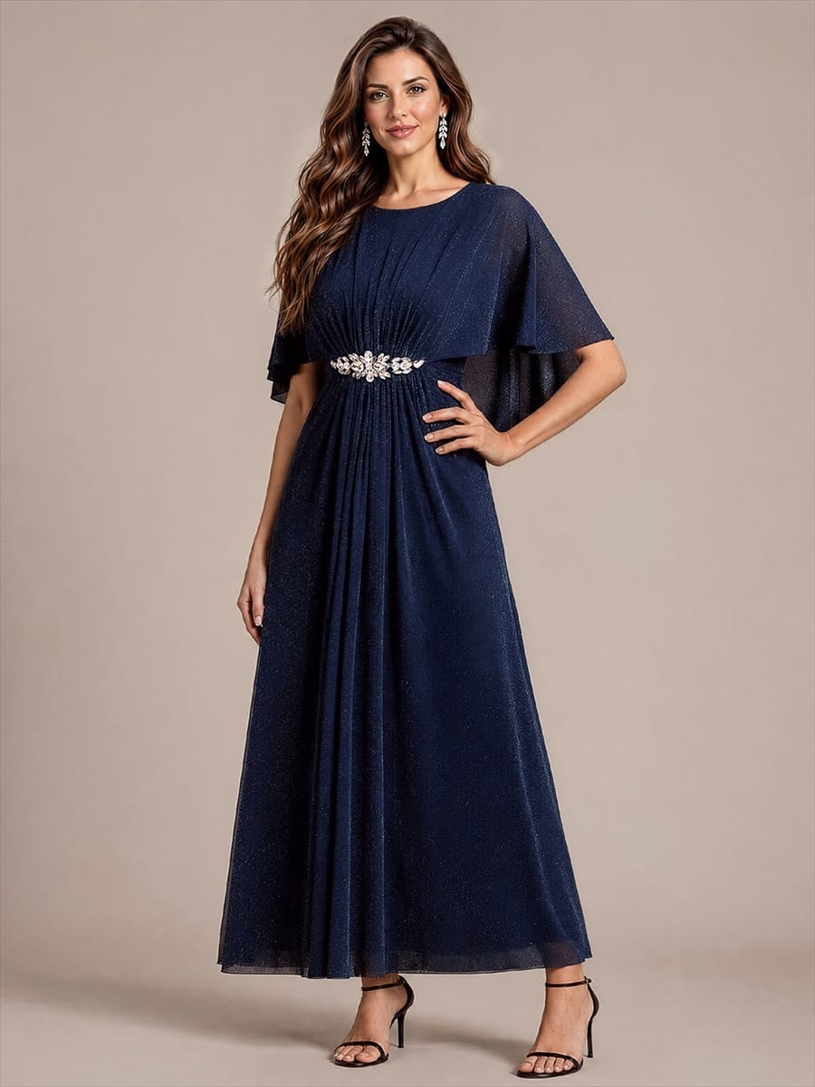 Embellished Lurex Mesh Mother of the Bride Dress