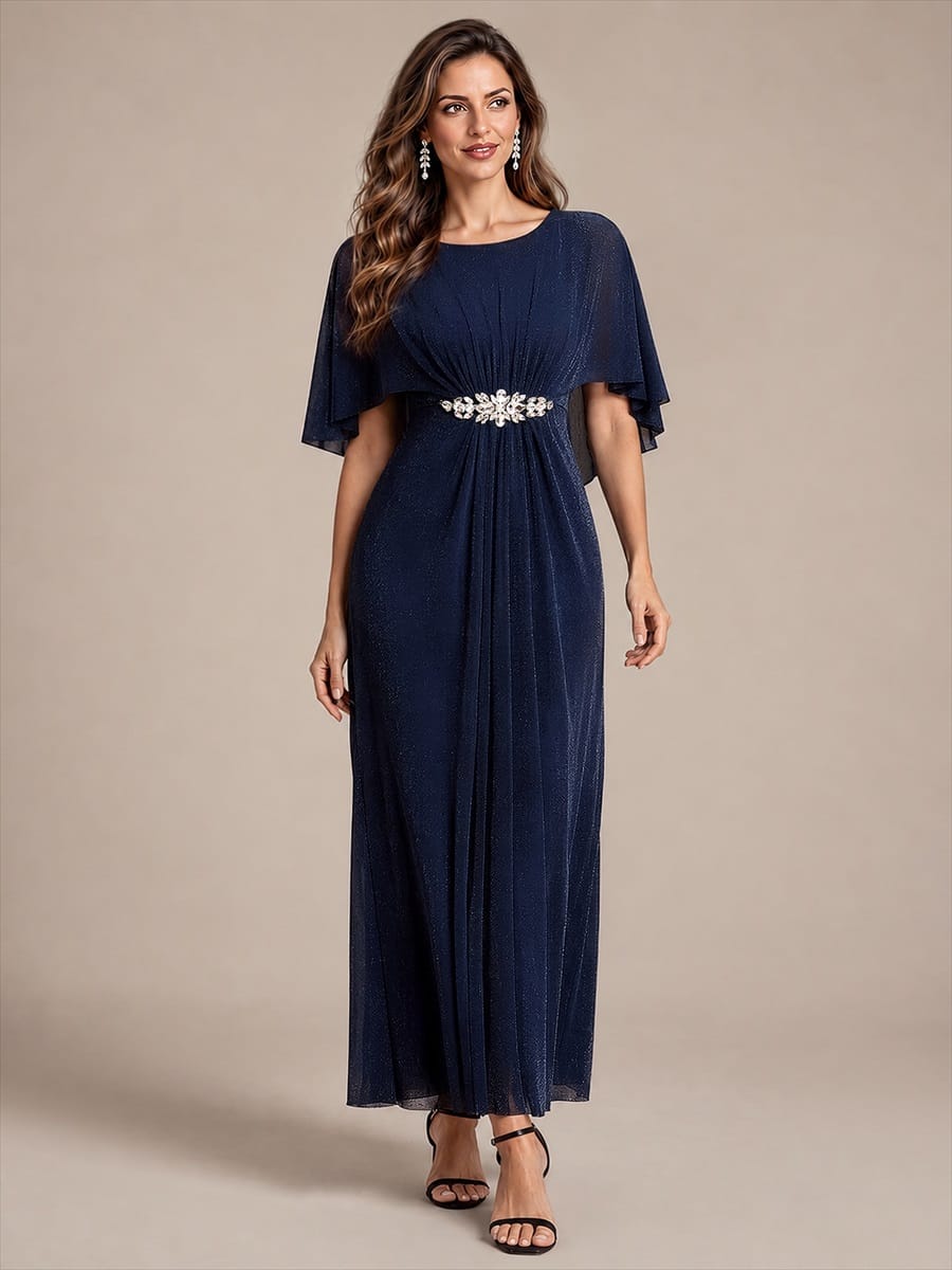 Embellished Lurex Mesh Mother of the Bride Dress