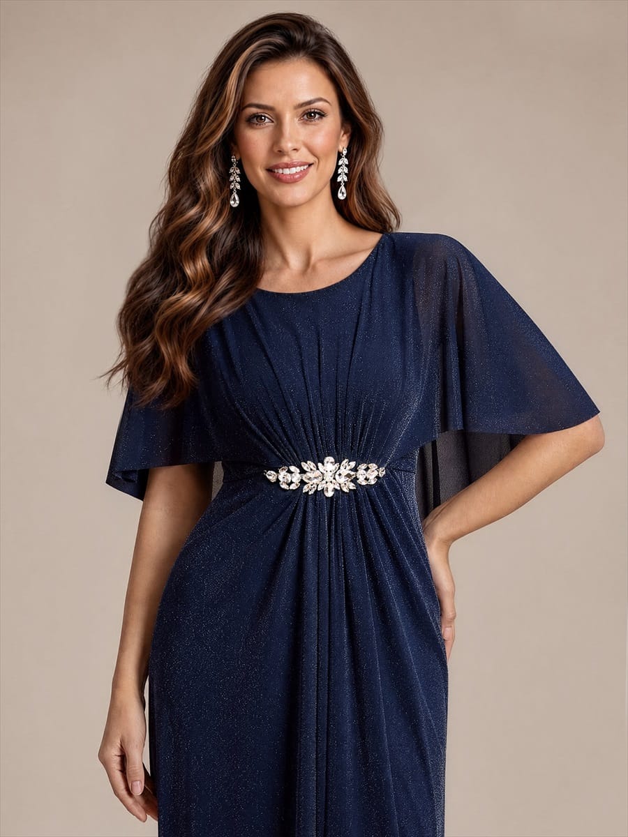 Embellished Lurex Mesh Mother of the Bride Dress