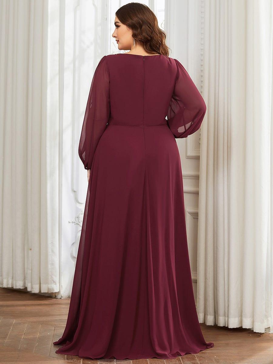 ever AMOUR|Lantern Long Slit Sleeve Maxi Mother of The Bride Dress