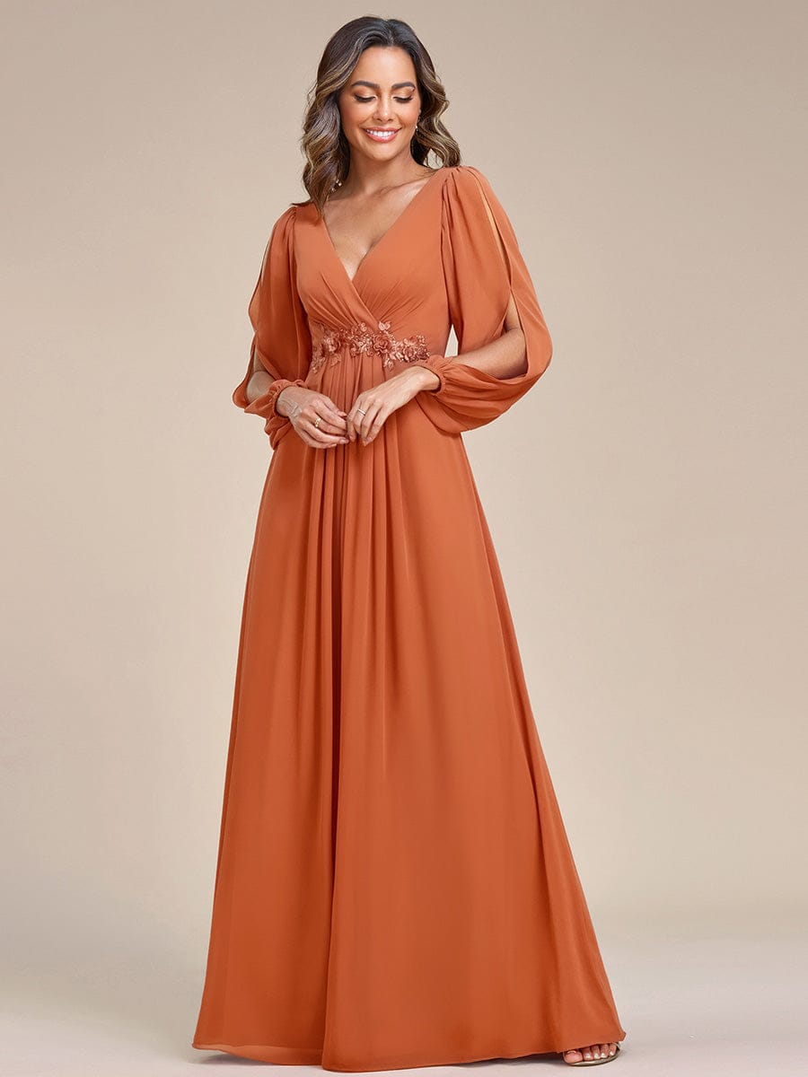 ever AMOUR|Lantern Long Slit Sleeve Maxi Mother of The Bride Dress