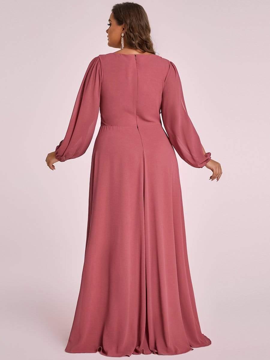 ever AMOUR|Lantern Long Slit Sleeve Deep V Applique Maxi Evening Dress (Final Sale)