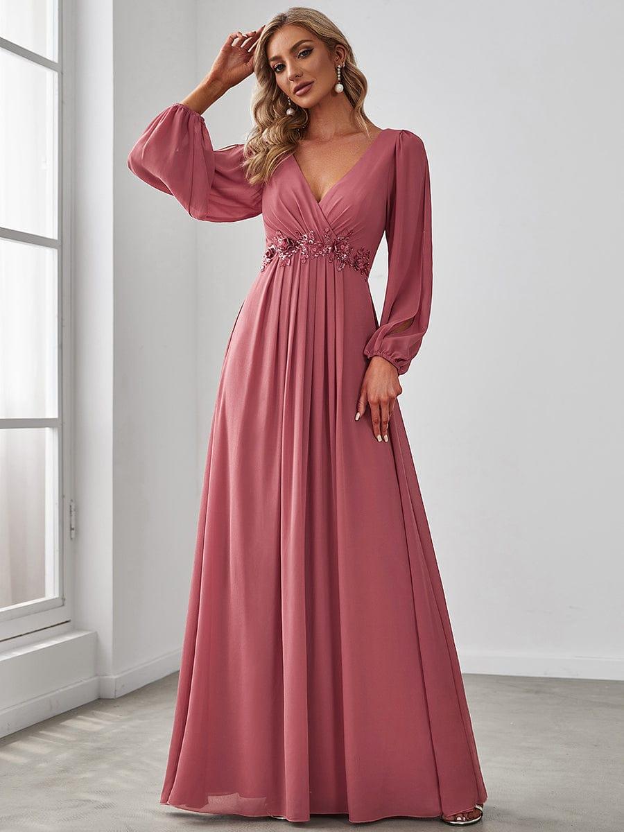 ever AMOUR|Lantern Long Slit Sleeve Maxi Mother of The Bride Dress