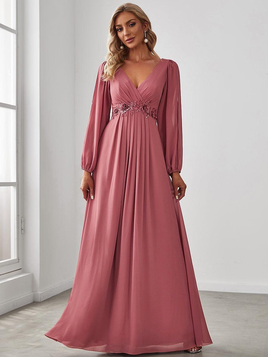 ever AMOUR|Lantern Long Slit Sleeve Maxi Mother of The Bride Dress