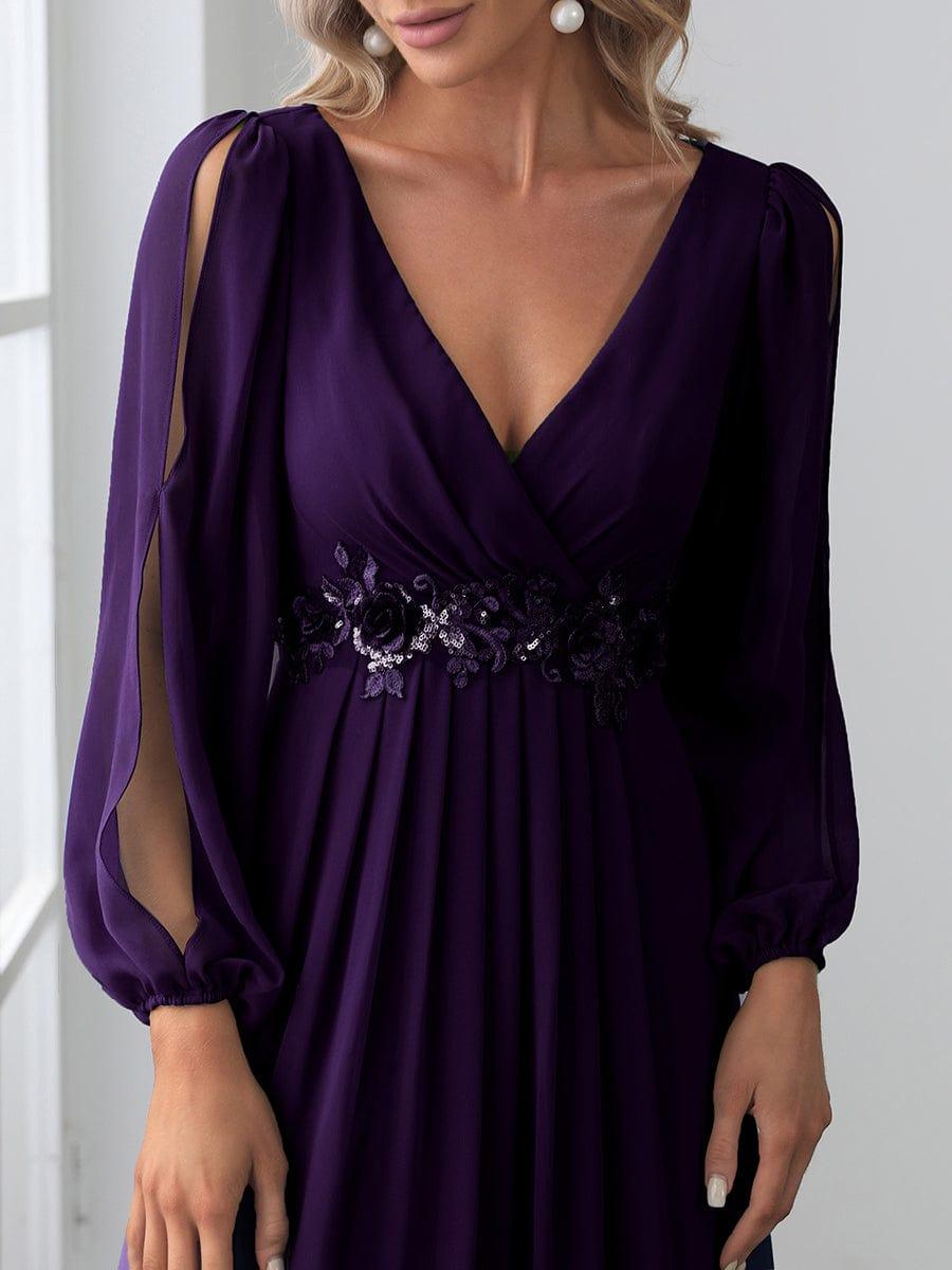 ever AMOUR|Lantern Long Slit Sleeve Maxi Mother of The Bride Dress