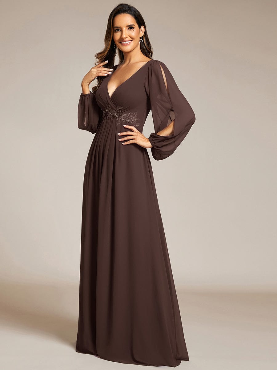ever AMOUR|Lantern Long Slit Sleeve Maxi Mother of The Bride Dress