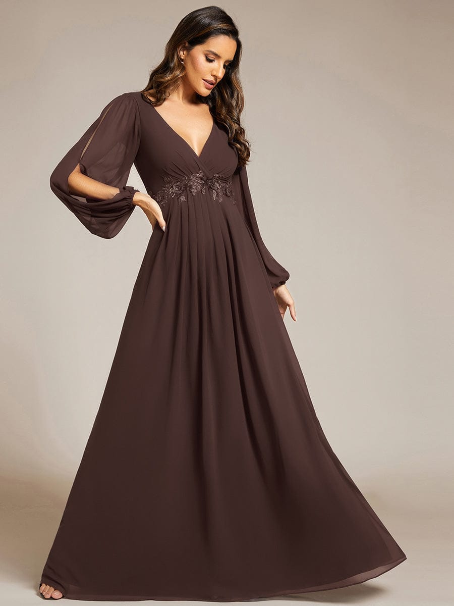 ever AMOUR|Lantern Long Slit Sleeve Maxi Mother of The Bride Dress