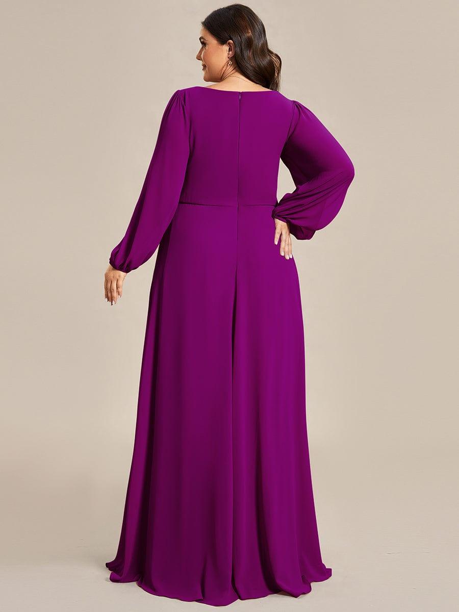 ever AMOUR|Lantern Long Slit Sleeve Deep V Applique Maxi Evening Dress (Final Sale)