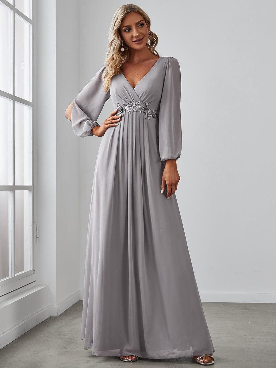 ever AMOUR|Lantern Long Slit Sleeve Maxi Mother of The Bride Dress