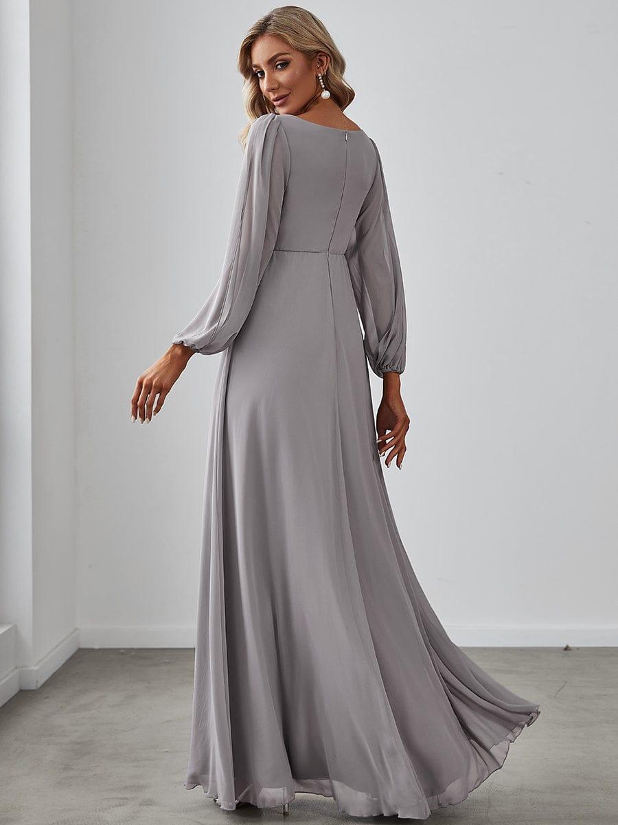 ever AMOUR|Lantern Long Slit Sleeve Deep V Applique Maxi Evening Dress (Final Sale)