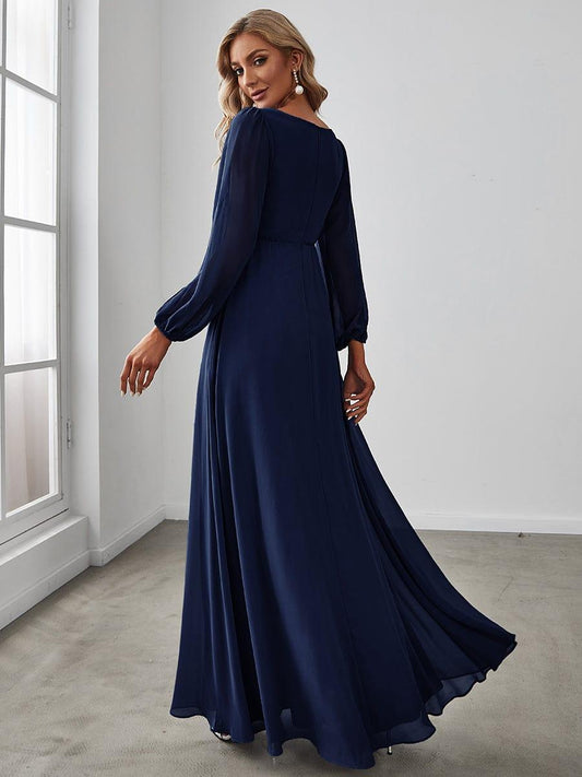ever AMOUR|Lantern Long Slit Sleeve Maxi Mother of The Bride Dress