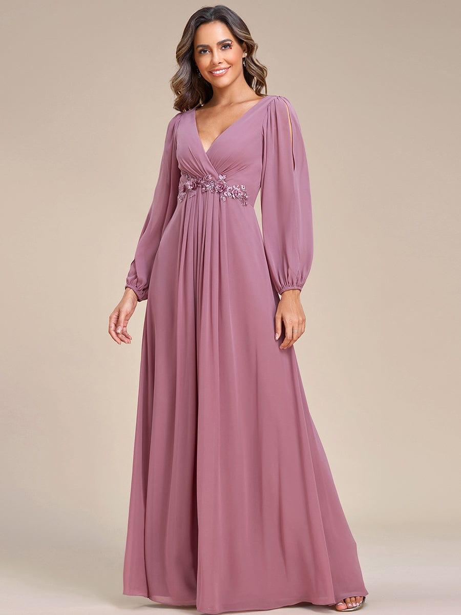 ever AMOUR|Lantern Long Slit Sleeve Maxi Mother of The Bride Dress