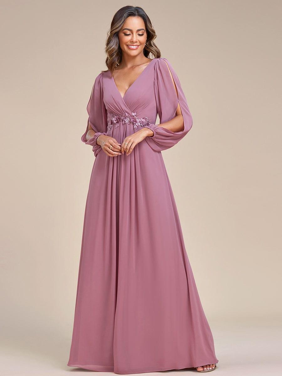 ever AMOUR|Lantern Long Slit Sleeve Maxi Mother of The Bride Dress
