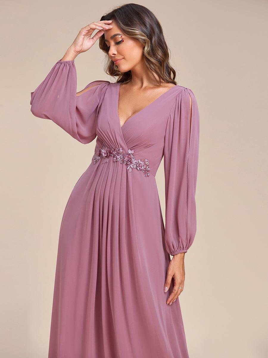 ever AMOUR|Lantern Long Slit Sleeve Maxi Mother of The Bride Dress