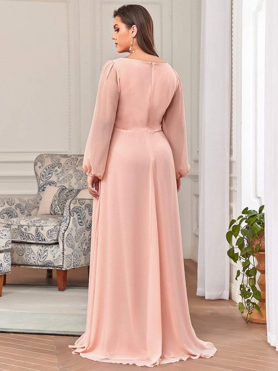ever AMOUR|Lantern Long Slit Sleeve Maxi Mother of The Bride Dress