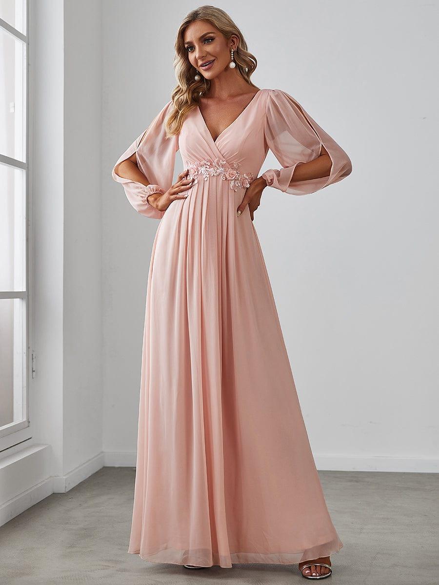 ever AMOUR|Lantern Long Slit Sleeve Maxi Mother of The Bride Dress