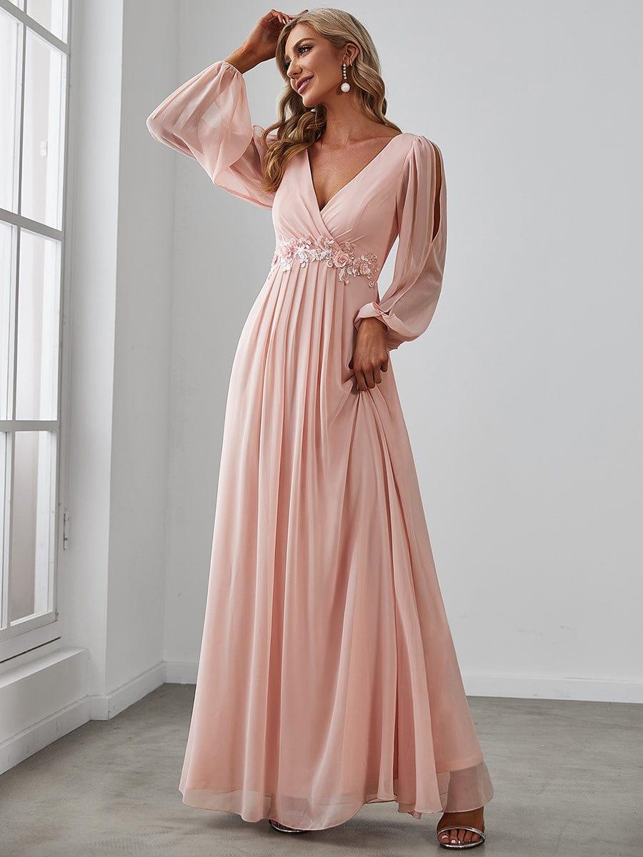 ever AMOUR|Lantern Long Slit Sleeve Maxi Mother of The Bride Dress