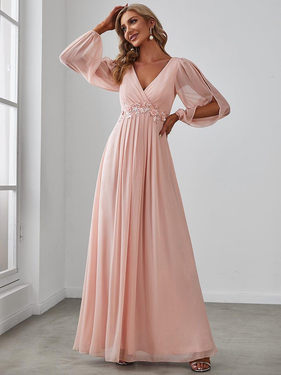 ever AMOUR|Lantern Long Slit Sleeve Maxi Mother of The Bride Dress